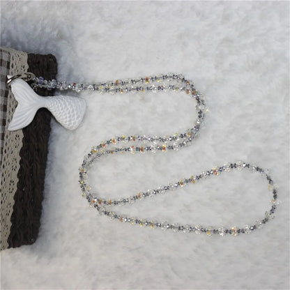 Mobile Phone Lanyard Wheel Crystal Beads Crossbody Phone Beads Strap with Tether Tab, Total Length: 120cm