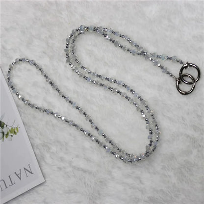 Mobile Phone Lanyard Wheel Crystal Beads Crossbody Phone Beads Strap with Tether Tab, Total Length: 120cm