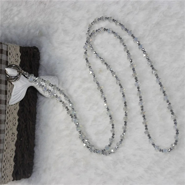 Mobile Phone Lanyard Wheel Crystal Beads Crossbody Phone Beads Strap with Tether Tab, Total Length: 120cm