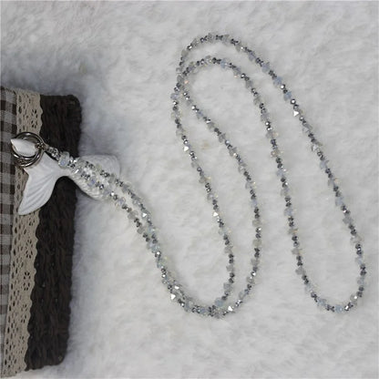 Mobile Phone Lanyard Wheel Crystal Beads Crossbody Phone Beads Strap with Tether Tab, Total Length: 120cm