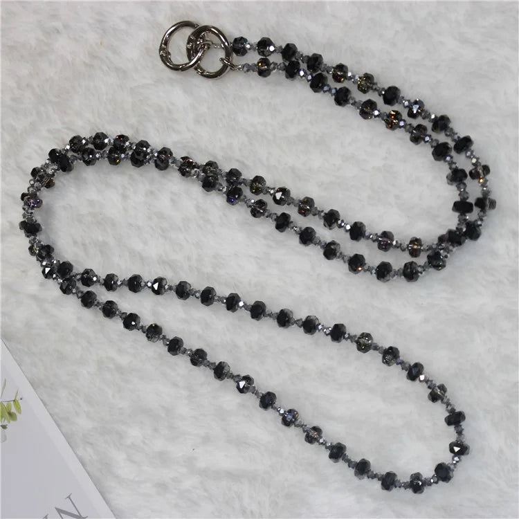 Mobile Phone Lanyard Wheel Crystal Beads Crossbody Phone Beads Strap with Tether Tab, Total Length: 120cm