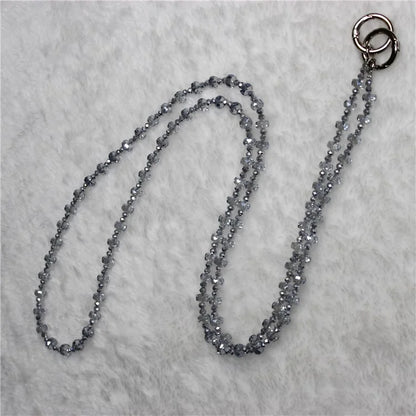 Mobile Phone Lanyard Wheel Crystal Beads Crossbody Phone Beads Strap with Tether Tab, Total Length: 120cm