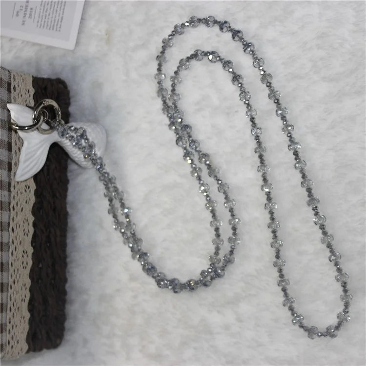 Mobile Phone Lanyard Wheel Crystal Beads Crossbody Phone Beads Strap with Tether Tab, Total Length: 120cm