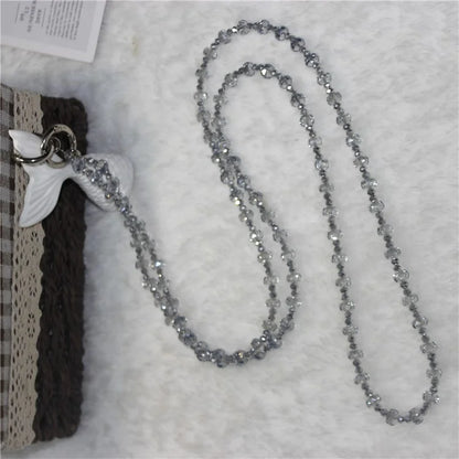 Mobile Phone Lanyard Wheel Crystal Beads Crossbody Phone Beads Strap with Tether Tab, Total Length: 120cm