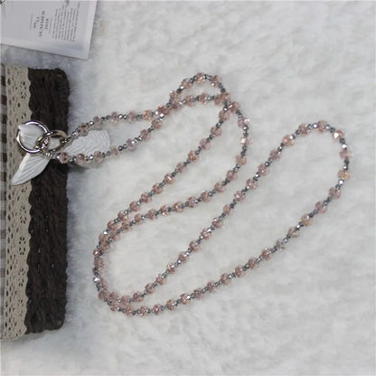 Mobile Phone Lanyard Wheel Crystal Beads Crossbody Phone Beads Strap with Tether Tab, Total Length: 120cm