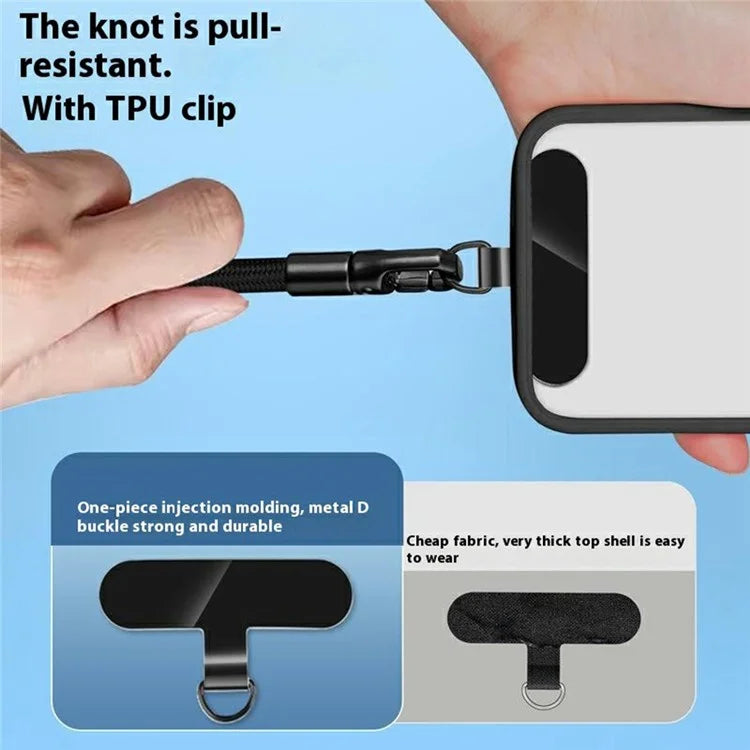 7mm Adjustable Wrist Strap Self-Locking Phone Lanyard with Tether Tab, 360-Degree Rotating Hook