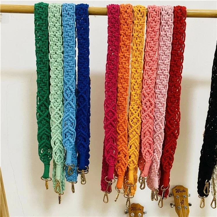 Bohemian Style Hand-Woven Crossbody Lanyard for Cell Phone Camera, 80-130cm Adjustable Bag Strap