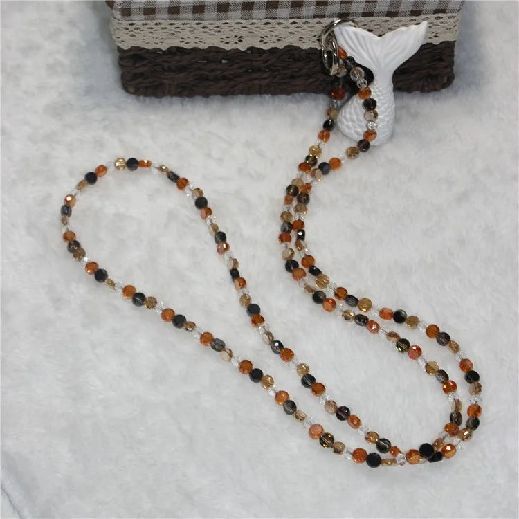 120cm Phone Charm Stap Crystal Beads Shoulder Strap Lanyard with Tether Tab