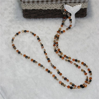 120cm Phone Charm Stap Crystal Beads Shoulder Strap Lanyard with Tether Tab