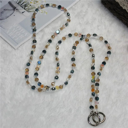 120cm Phone Charm Stap Crystal Beads Shoulder Strap Lanyard with Tether Tab