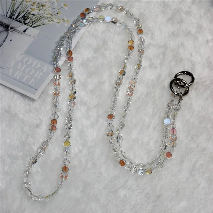 120cm Phone Charm Stap Crystal Beads Shoulder Strap Lanyard with Tether Tab