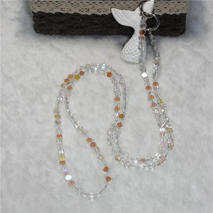 120cm Phone Charm Stap Crystal Beads Shoulder Strap Lanyard with Tether Tab