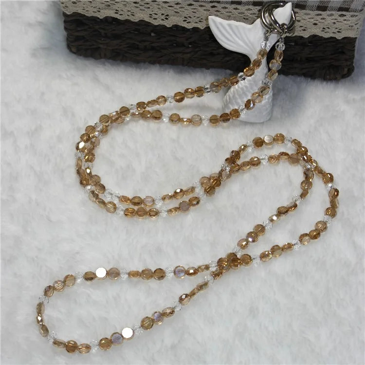 120cm Phone Charm Stap Crystal Beads Shoulder Strap Lanyard with Tether Tab