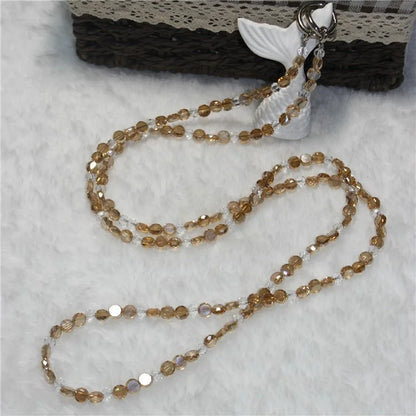 120cm Phone Charm Stap Crystal Beads Shoulder Strap Lanyard with Tether Tab
