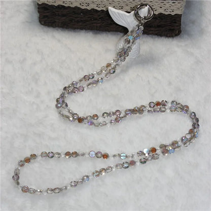 120cm Phone Charm Stap Crystal Beads Shoulder Strap Lanyard with Tether Tab