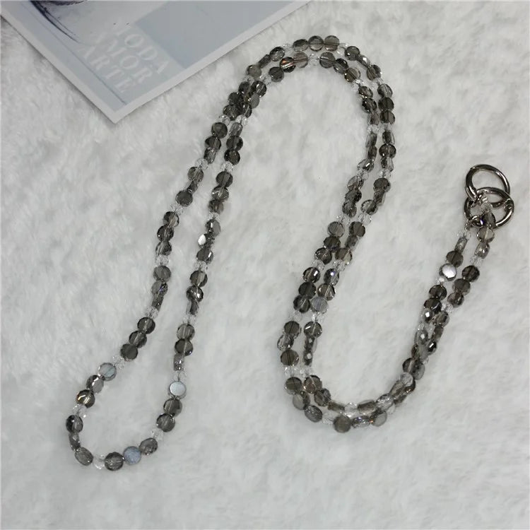 120cm Phone Charm Stap Crystal Beads Shoulder Strap Lanyard with Tether Tab