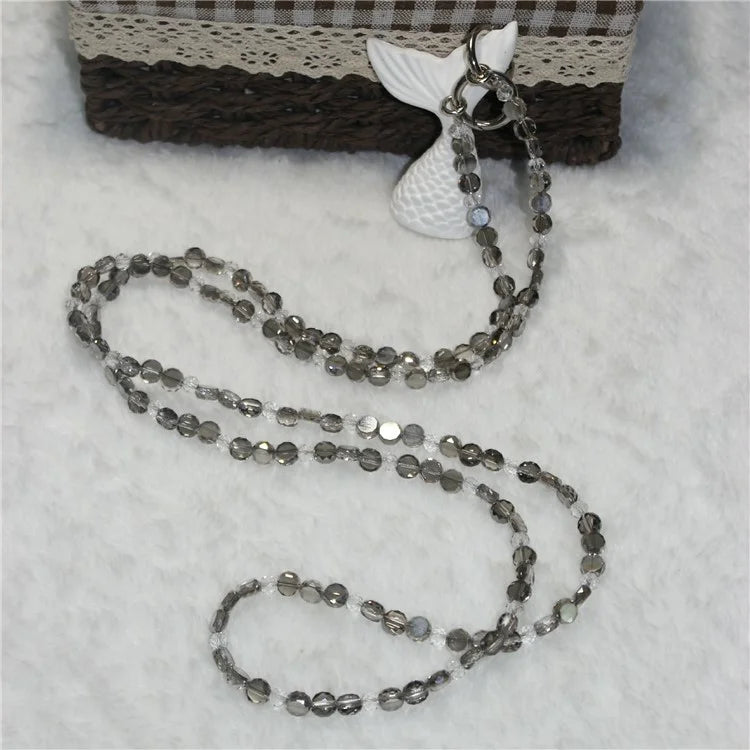 120cm Phone Charm Stap Crystal Beads Shoulder Strap Lanyard with Tether Tab