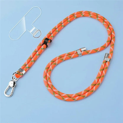 8mm Adjustable Nylon Phone Lanyard with Dual Direction Clips, Zinc Alloy Buckle Crossbody Neck Strap