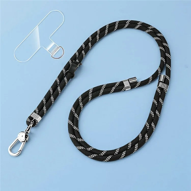 8mm Adjustable Nylon Phone Lanyard with Dual Direction Clips, Zinc Alloy Buckle Crossbody Neck Strap