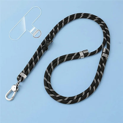 8mm Adjustable Nylon Phone Lanyard with Dual Direction Clips, Zinc Alloy Buckle Crossbody Neck Strap