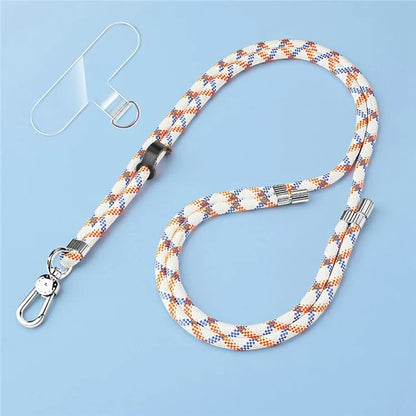 8mm Adjustable Nylon Phone Lanyard with Dual Direction Clips, Zinc Alloy Buckle Crossbody Neck Strap