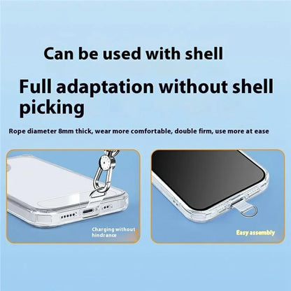 8mm Adjustable Nylon Phone Lanyard with Dual Direction Clips, Zinc Alloy Buckle Crossbody Neck Strap