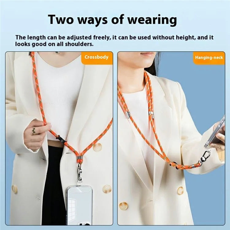 8mm Adjustable Nylon Phone Lanyard with Dual Direction Clips, Zinc Alloy Buckle Crossbody Neck Strap