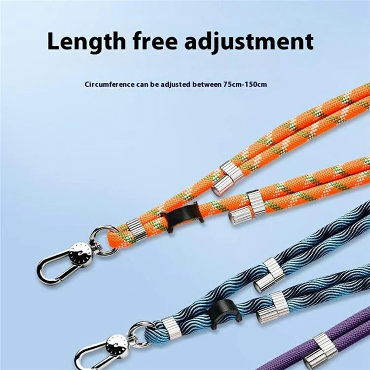 8mm Adjustable Nylon Phone Lanyard with Dual Direction Clips, Zinc Alloy Buckle Crossbody Neck Strap