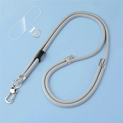 8mm Adjustable Nylon Phone Lanyard with Dual Direction Clips, Zinc Alloy Buckle Crossbody Neck Strap