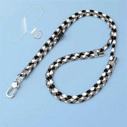 8mm Adjustable Nylon Phone Lanyard with Dual Direction Clips, Zinc Alloy Buckle Crossbody Neck Strap