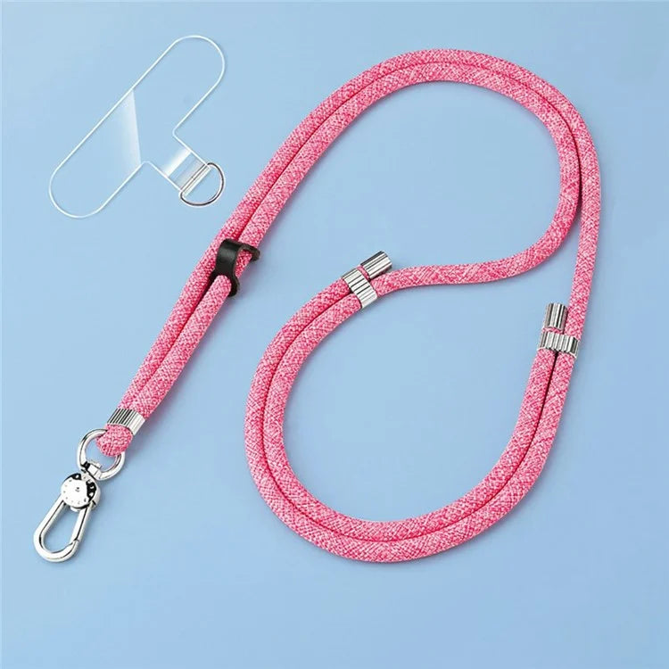 8mm Adjustable Nylon Phone Lanyard with Dual Direction Clips, Zinc Alloy Buckle Crossbody Neck Strap