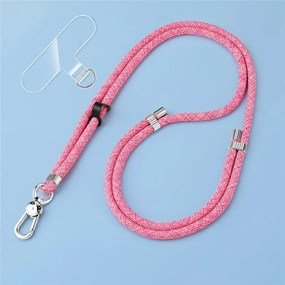 8mm Adjustable Nylon Phone Lanyard with Dual Direction Clips, Zinc Alloy Buckle Crossbody Neck Strap