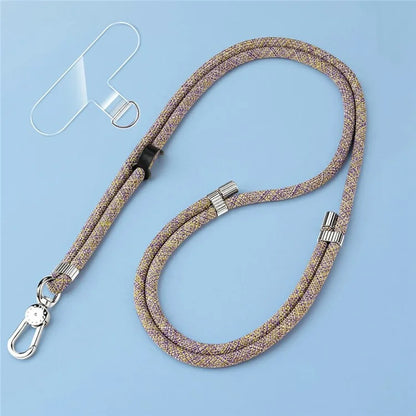 8mm Adjustable Nylon Phone Lanyard with Dual Direction Clips, Zinc Alloy Buckle Crossbody Neck Strap