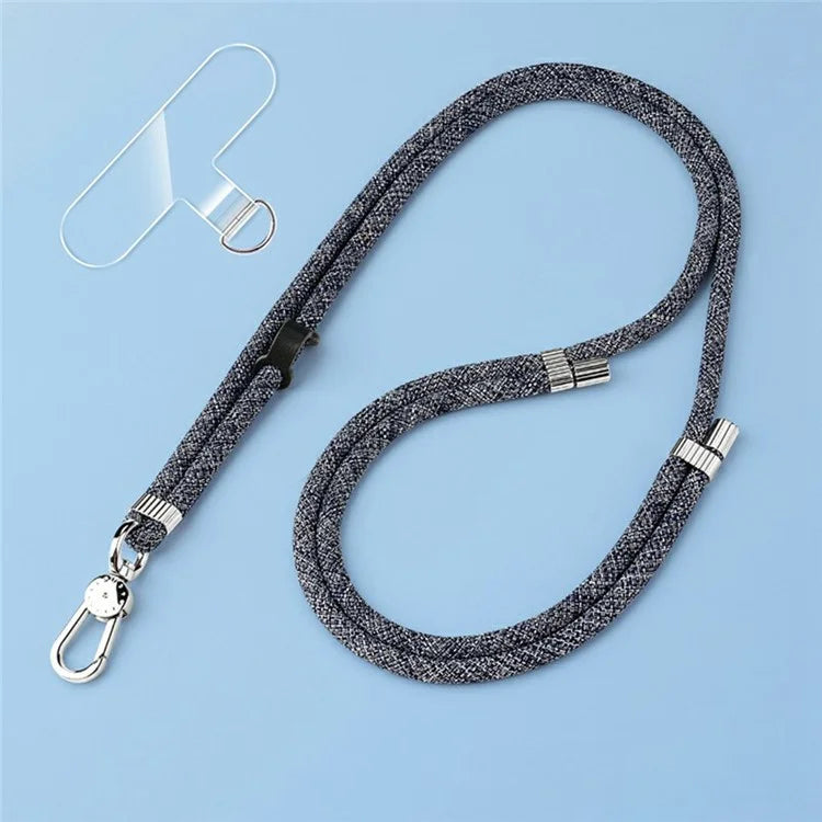 8mm Adjustable Nylon Phone Lanyard with Dual Direction Clips, Zinc Alloy Buckle Crossbody Neck Strap