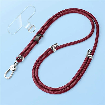 8mm Adjustable Nylon Phone Lanyard with Dual Direction Clips, Zinc Alloy Buckle Crossbody Neck Strap