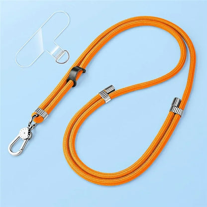 8mm Adjustable Nylon Phone Lanyard with Dual Direction Clips, Zinc Alloy Buckle Crossbody Neck Strap