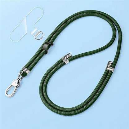 8mm Adjustable Nylon Phone Lanyard with Dual Direction Clips, Zinc Alloy Buckle Crossbody Neck Strap