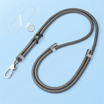 8mm Adjustable Nylon Phone Lanyard with Dual Direction Clips, Zinc Alloy Buckle Crossbody Neck Strap