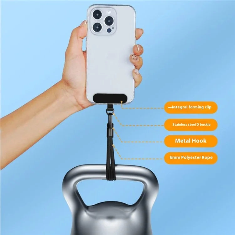6mm Polyester Wrist Strap for Mobile Phone Lanyard with Tether Tab, Rotating Buckle