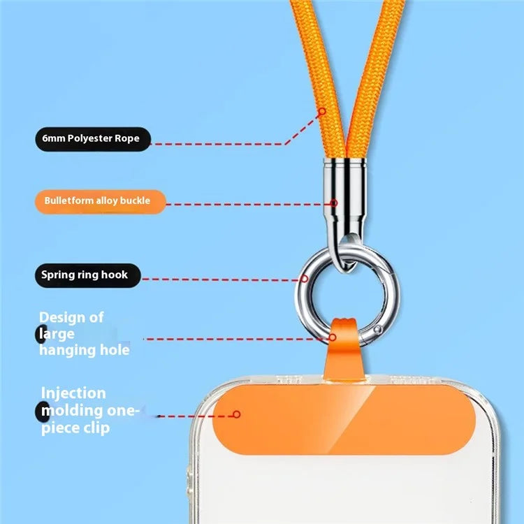 6mm Bullet-Shaped Phone Lanyard with Tether Tab, Detachable Buckle Cell Phone Wrist Strap