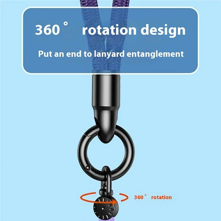 7mm Phone Lanyard Rotating Watch Dial Shape Phone Wrist Straps with Tether Tab
