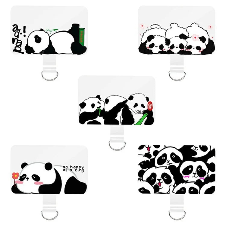 5-Pack TPU Phone Tether Tab Panda Pattern Design Phone Lanyard Patch Phone Strap Replacement Part
