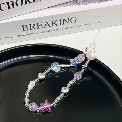 Beaded Phone Charm Phone Strap Hanging String Anti-Lost Key Chain Wristlet Bracelet