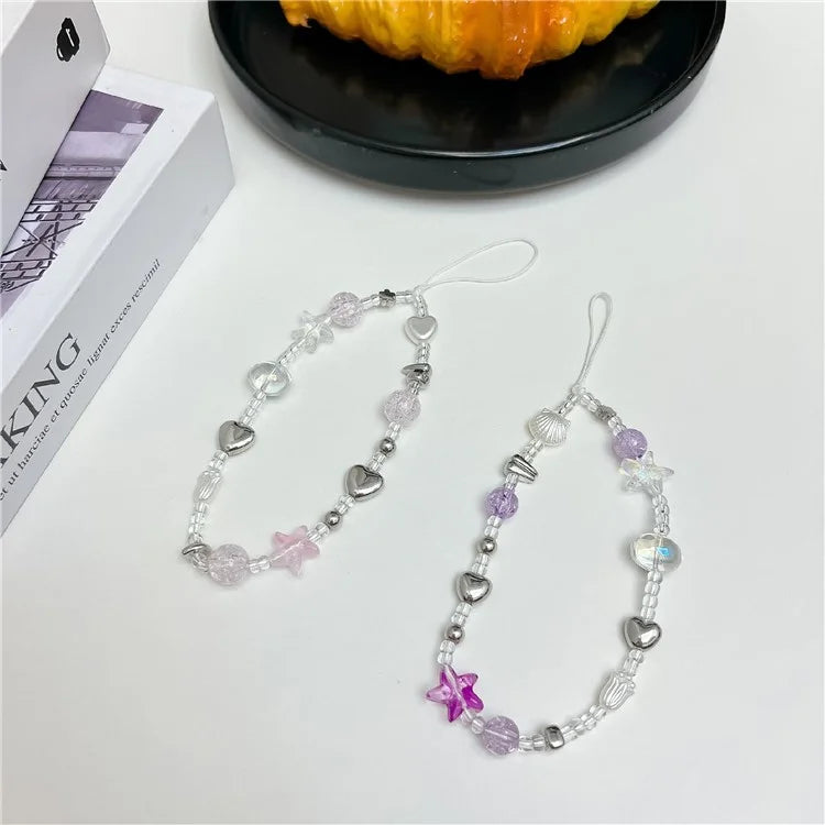 Beaded Phone Charm Phone Strap Hanging String Anti-Lost Key Chain Wristlet Bracelet
