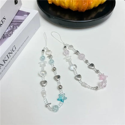 Beaded Phone Charm Phone Strap Hanging String Anti-Lost Key Chain Wristlet Bracelet
