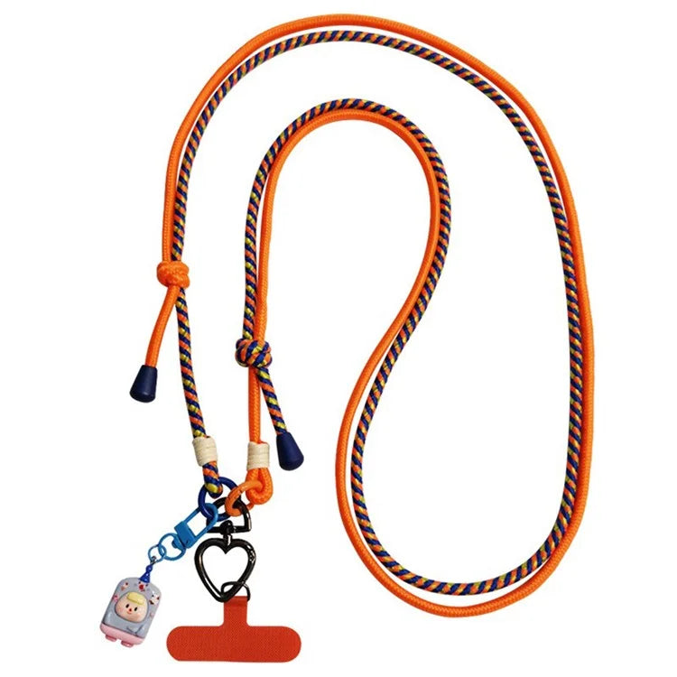 6mm Thick Crossbody Phone Lanyard Adjustable Polyester Neck Strap with Tether Tab, Total Length: 122cm