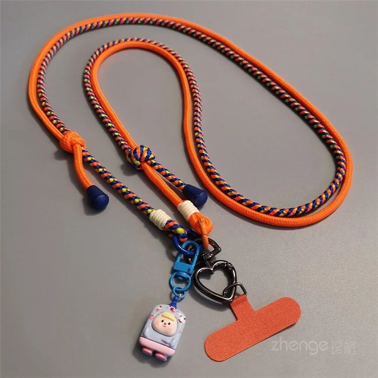 6mm Thick Crossbody Phone Lanyard Adjustable Polyester Neck Strap with Tether Tab, Total Length: 122cm