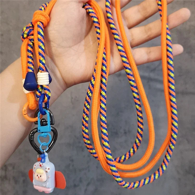 6mm Thick Crossbody Phone Lanyard Adjustable Polyester Neck Strap with Tether Tab, Total Length: 122cm