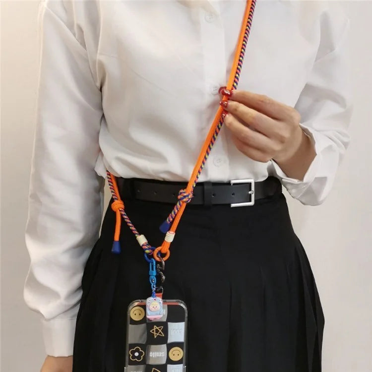 6mm Thick Crossbody Phone Lanyard Adjustable Polyester Neck Strap with Tether Tab, Total Length: 122cm