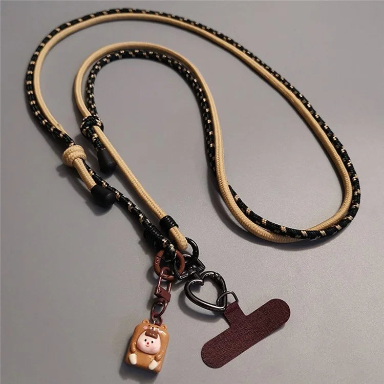 6mm Thick Crossbody Phone Lanyard Adjustable Polyester Neck Strap with Tether Tab, Total Length: 122cm